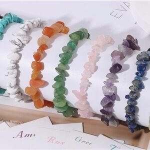 Colorful Gemstone Chip Bracelets Set